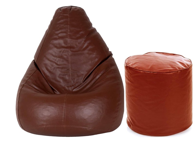TRUE 2 F Large Teardrop Bean Bag Cover Foot Stool Only Without Beans Tan L - Image 1