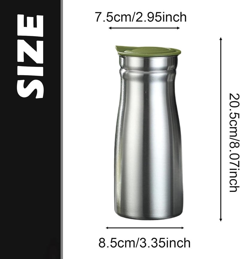 Thermal Coffee Carafe Stainless Steel Vacuum Insulated Kettle Leakproof Modern Beverage Dispenser Drink Jug with Press Lid Suitable for Home Office Re, Green no Handle - Image 3