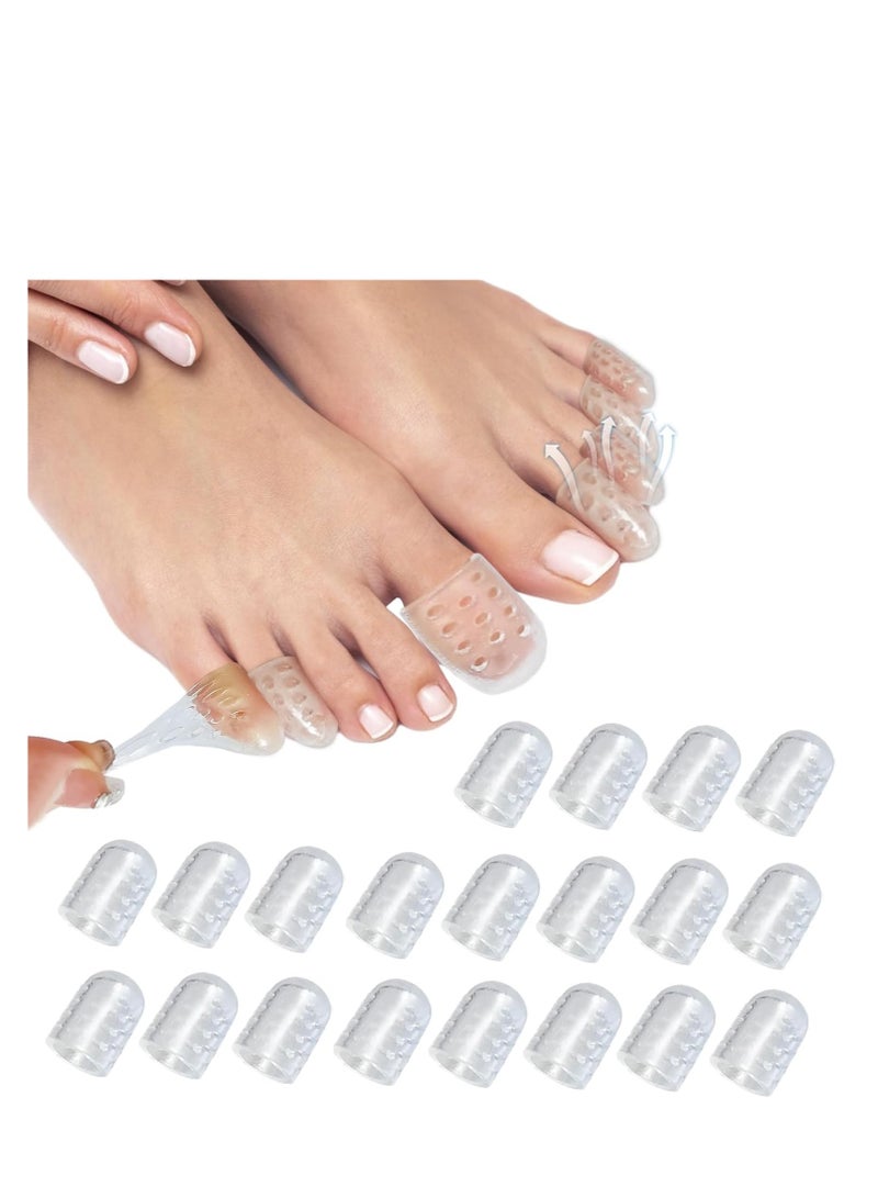 20 قطعة من واقيات أصابع القدم، أغطية أصابع القدم المصنوعة من السيليكون، واقيات أصابع القدم الصغيرة المضادة للاحتكاك لتخفيف الألم، أغطية أصابع القدم القابلة للتنفس لأظافر القدم النامية تحت الجلد، والذرة، ومنع البثور، وأصابع القدم المطرقة (20 قطعة) - Image 1