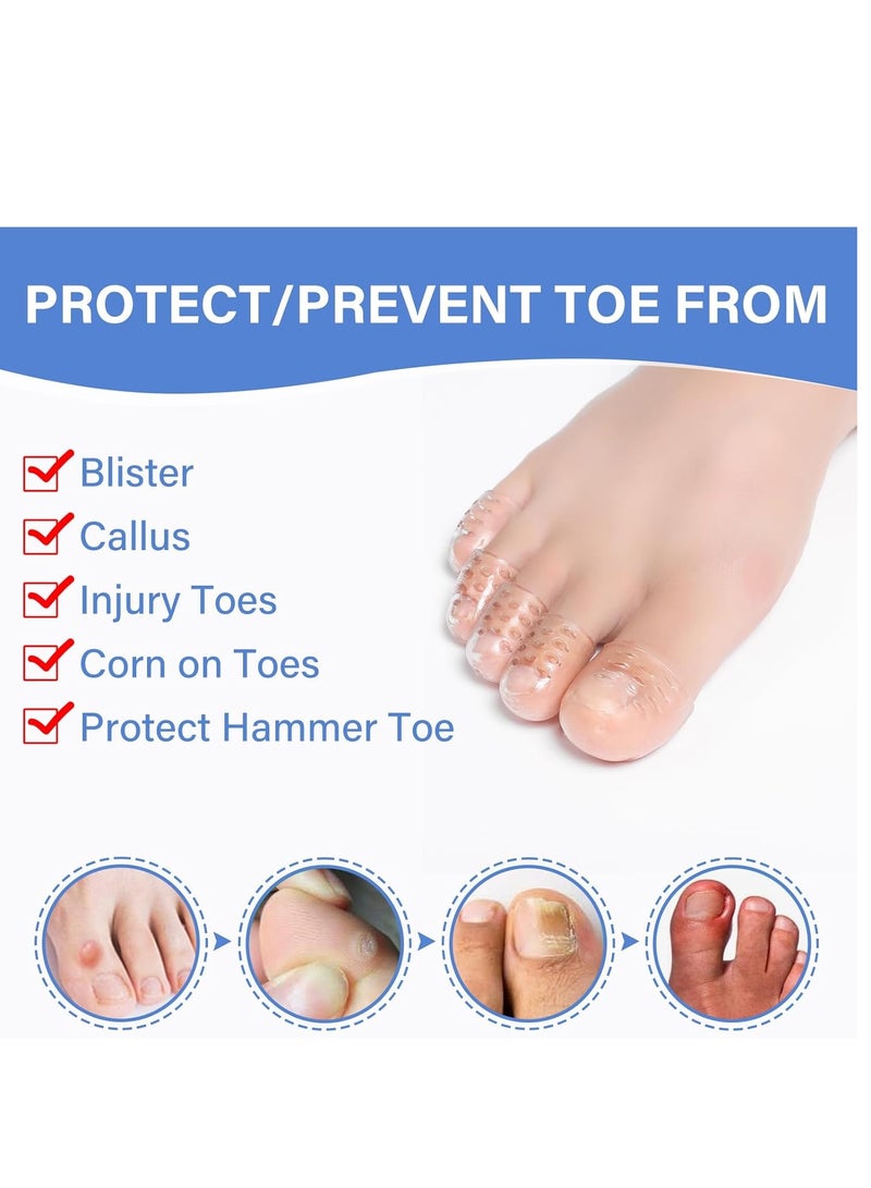 20 قطعة من واقيات أصابع القدم، أغطية أصابع القدم المصنوعة من السيليكون، واقيات أصابع القدم الصغيرة المضادة للاحتكاك لتخفيف الألم، أغطية أصابع القدم القابلة للتنفس لأظافر القدم النامية تحت الجلد، والذرة، ومنع البثور، وأصابع القدم المطرقة (20 قطعة) - Image 4