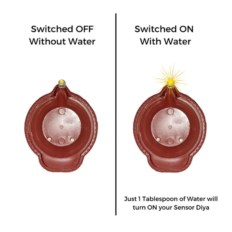 AYUNIX Water Sensor Led Diyas EDiya NoOil NoElectricity Warm Orange Ambient Lights Battery Operated Led Candles for Home Decor Festivals Decoration Diwali Lights Pack of 48 - Image 4