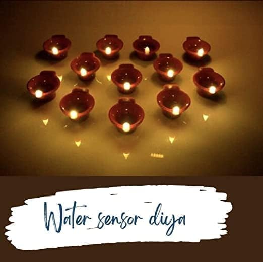 AYUNIX Water Sensor Led Diyas EDiya NoOil NoElectricity Warm Orange Ambient Lights Battery Operated Led Candles for Home Decor Festivals Decoration Diwali Lights Pack of 48 - Image 2