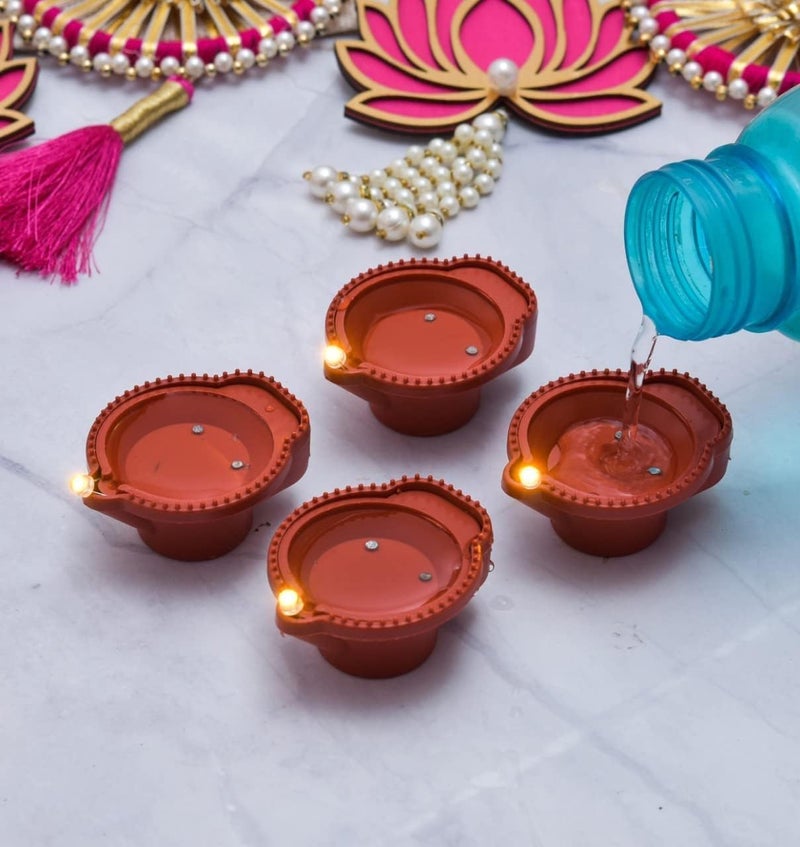 AYUNIX Water Sensor Led Diyas EDiya NoOil NoElectricity Warm Orange Ambient Lights Battery Operated Led Candles for Home Decor Festivals Decoration Diwali Lights Pack of 48 - Image 3