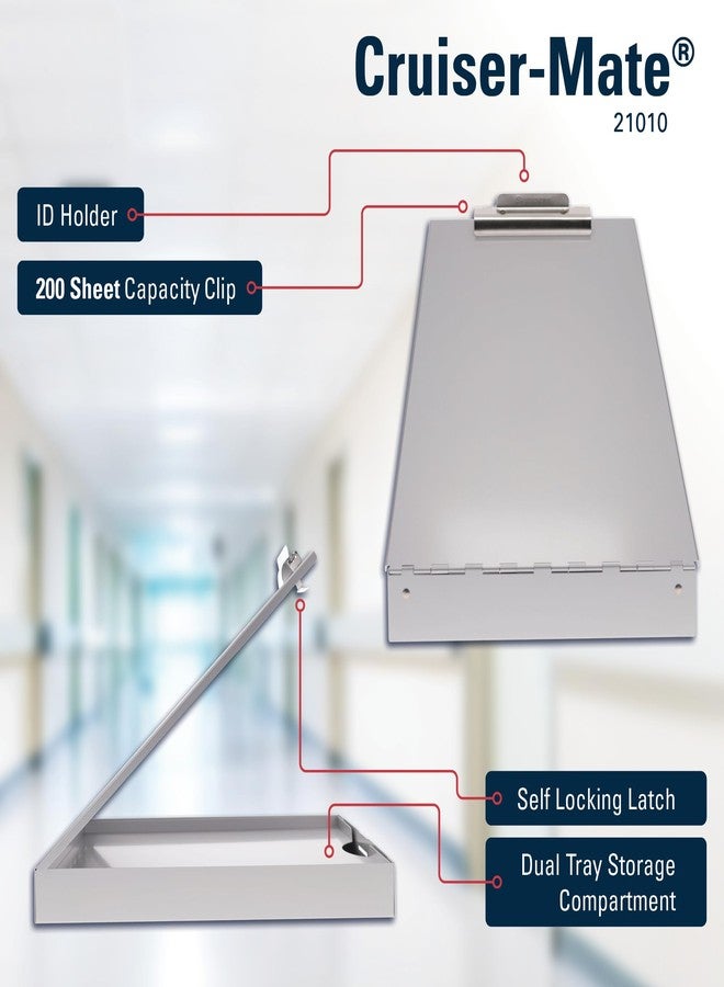 Saunders Metal Clipboard with Storage, Silver Dual Layer Nursing Clipboard Folio, Letter Size Paper Organizer, Steel Clip with Self Locking Latch, Form Holder for Office, School & Work - Made in USA - Image 2