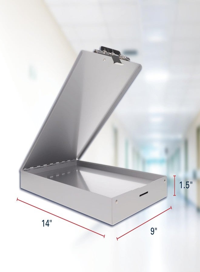 Saunders Metal Clipboard with Storage, Silver Dual Layer Nursing Clipboard Folio, Letter Size Paper Organizer, Steel Clip with Self Locking Latch, Form Holder for Office, School & Work - Made in USA - Image 3