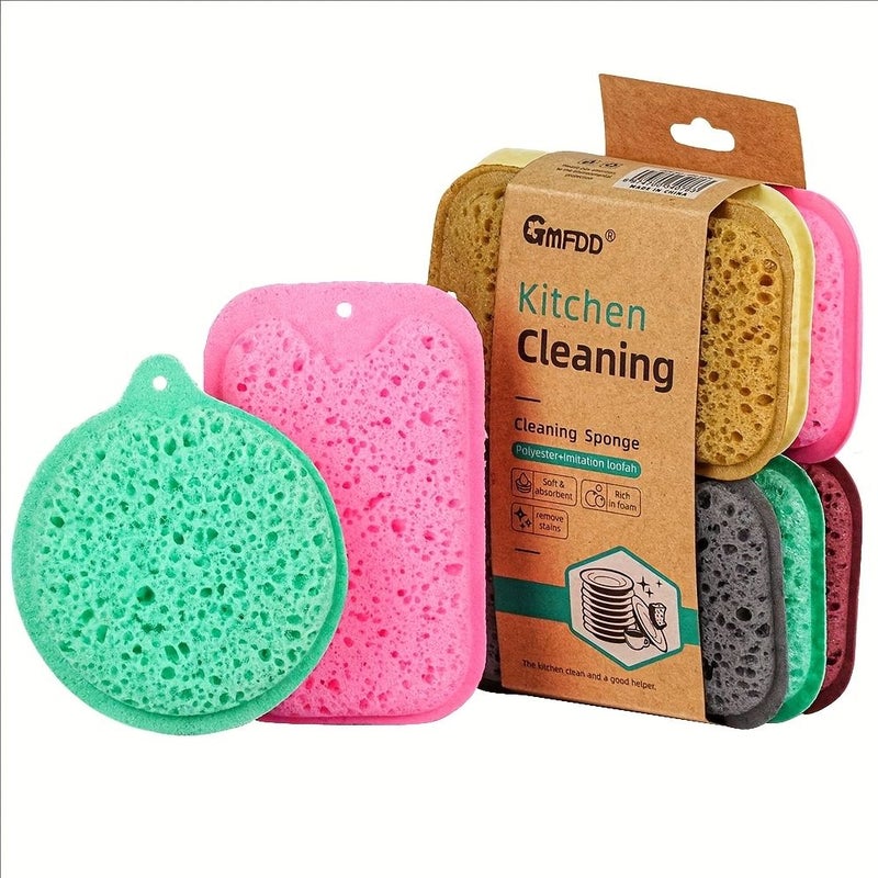 6 Pcs Square Sponge Dishcloths With Hanging Hole Magic Cleaning Wipes Powerful Strong Water Absorption Non Scratching Scouring Pads - Image 4