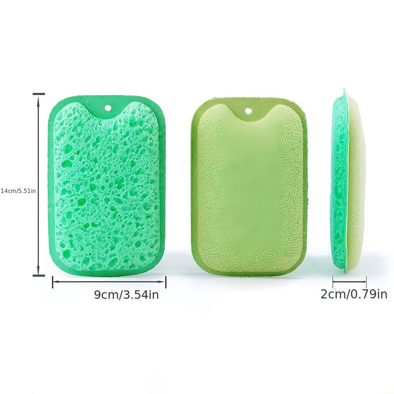 6 Pcs Square Sponge Dishcloths With Hanging Hole Magic Cleaning Wipes Powerful Strong Water Absorption Non Scratching Scouring Pads - Image 3