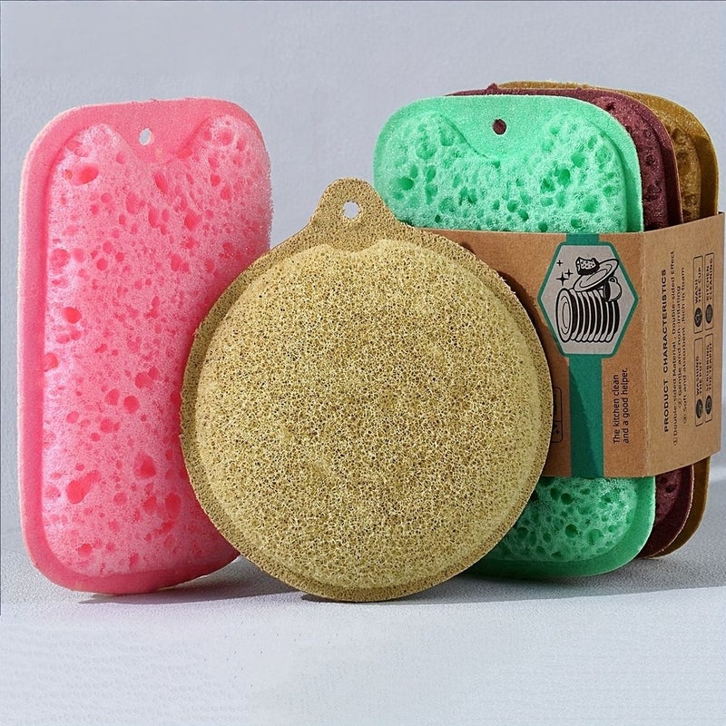 6 Pcs Square Sponge Dishcloths With Hanging Hole Magic Cleaning Wipes Powerful Strong Water Absorption Non Scratching Scouring Pads - Image 5