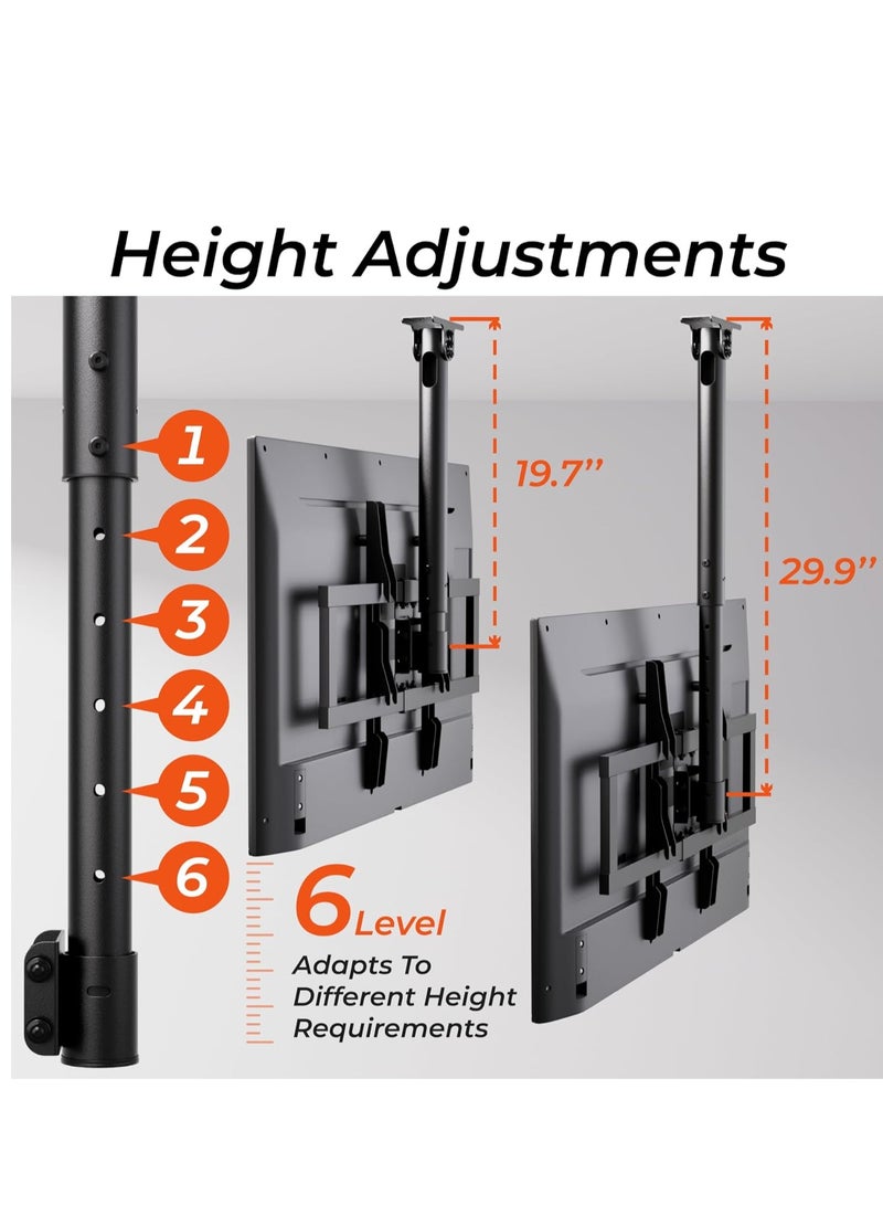 ELTRAZONE TV Ceiling Mount Adjustablex Bracket for 26""-65"" Flat Screen Displays,Hanging Ceiling TV Mount Fits Most LED, LCD, OLED 4K TVs,6 Height Settings, Holds up to 88lbs, Max VESA 600x400mm - Image 5