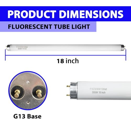 Konideke 6 Pack 18 Inch F15T8WW 15W Soft White Fluorescent Bulb for All 15 Watt Light Fixture T8 Fluorescent Bulb 15 Watt 3000K Warm White 950 Lumens - Image 3