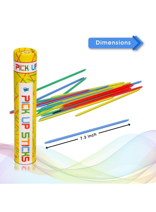 Point Games Pick Up Sticks Game: 30 Brightly Colored Plastic Pick up Sticks in Storage Can, for All Ages! - Image 4