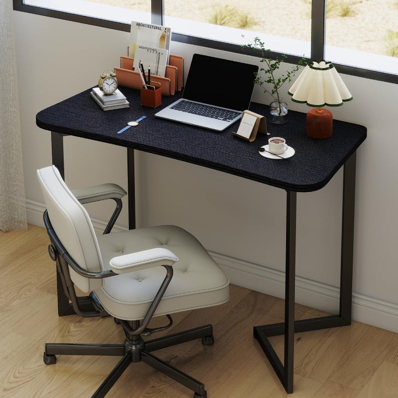 Funecy Computer Desk 40 Inch Small Table for Office,Modern Simple Style Writing Study Work Gaming Table for Home Office (Black) - Image 1