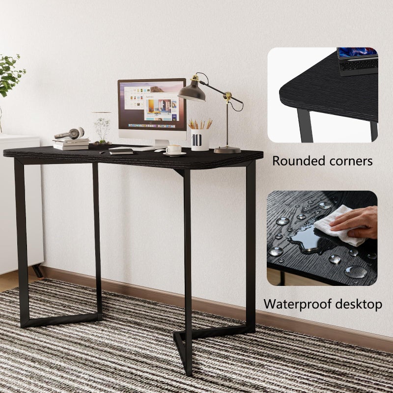 Funecy Computer Desk 40 Inch Small Table for Office,Modern Simple Style Writing Study Work Gaming Table for Home Office (Black) - Image 4