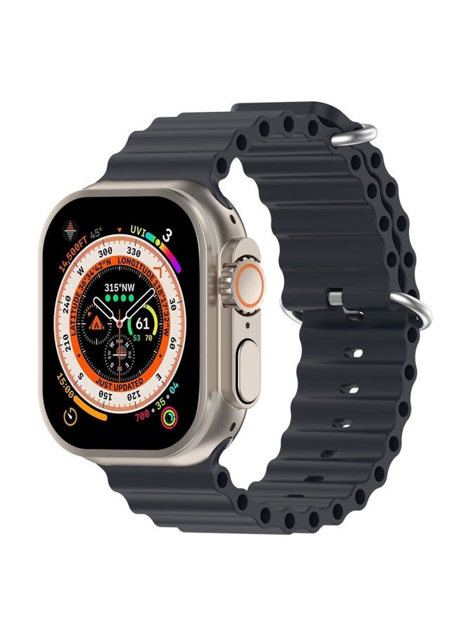 Generic - Replacement Strap Ocean Silicone Watch Band For Apple Watch Ultra 49mm / Series 8&7 45mm / SE 2&6&SE&5&4 44mm Midnight - Image 1