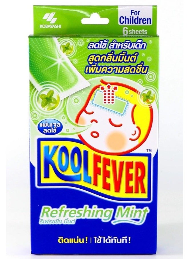 كوباياشي شرائح "كول فيفر" (Kool Fever) المبردة للأطفال بنكهة النعناع المنعش - 6 شرائح | شرائح جل مبردة لخفض حرارة الأطفال | راحة وانتعاش فوري - Image 1