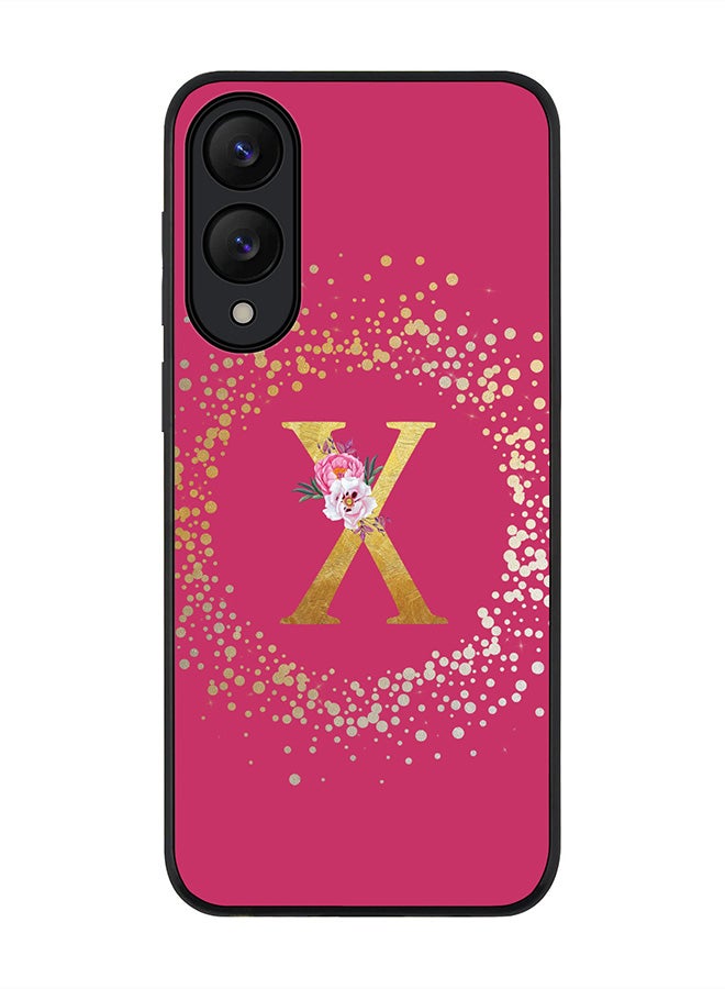 Stylizedd For Samsung Galaxy S25 Edge Case,Slim fit Camera Protection, Shockproof Thin Phone cover  - Custom Monogram Floral - X ( Deep Pink )