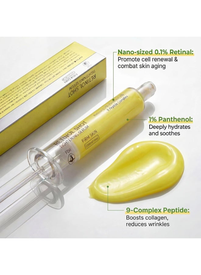ATRJSZ Retinol Shot Tightening Booster - 0.1% Retinol, 1% Panthenol & 9 Peptides Anti-Aging Face Serum - Visibly Reduces Wrinkles, Fine Lines & Restores Elasticity - Airless Syringe Applicator - 10ml - Image 2