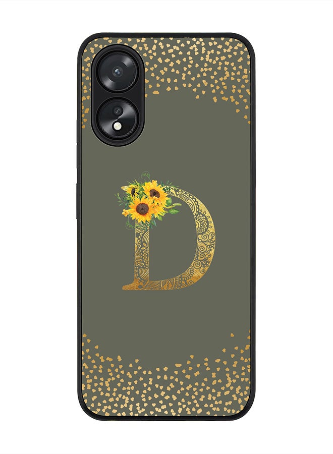 Stylizedd Case for Oppo A18 / Oppo A38, Slim fit Flexible Cover Custom Monogram Initial Letter Floral Mandala Pattern Alphabet - D (Olive Green) - Image 1