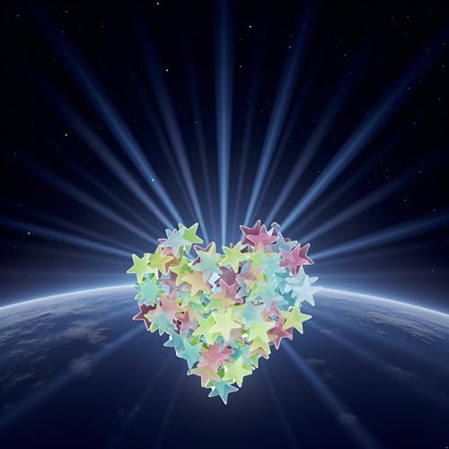 BWESOO 50Pcs Multicolored Stars Glow in The Dark Luminous Stars Fluorescent Reusable Plastic Wall Stickers Wall or Ceiling Fluorescent Luminous Decal Stickers for Simulated Popular,Home Decor - Image 4