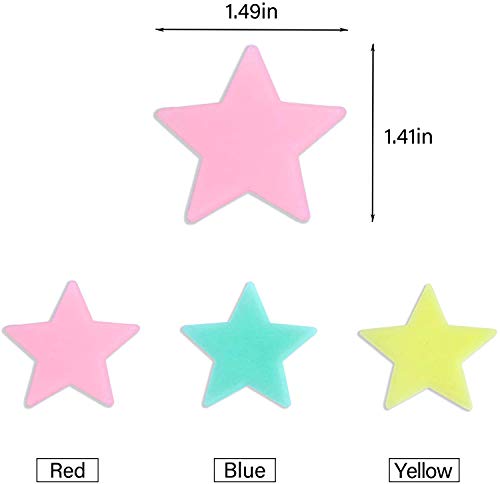 BWESOO 50Pcs Multicolored Stars Glow in The Dark Luminous Stars Fluorescent Reusable Plastic Wall Stickers Wall or Ceiling Fluorescent Luminous Decal Stickers for Simulated Popular,Home Decor - Image 2