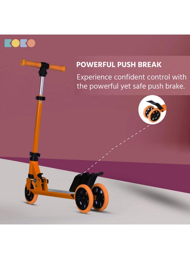 كوكو سكوتر كوكو راودي كيك سكيت مع ارتفاع قابل للتعديل وقابل للحمل، سكوتر للأطفال بعجلات LED من مادة PVC للأعمار من 3 سنوات فما فوق (الحد الأقصى لوزن المستخدم: 50 كجم) (برتقالي) - Image 3