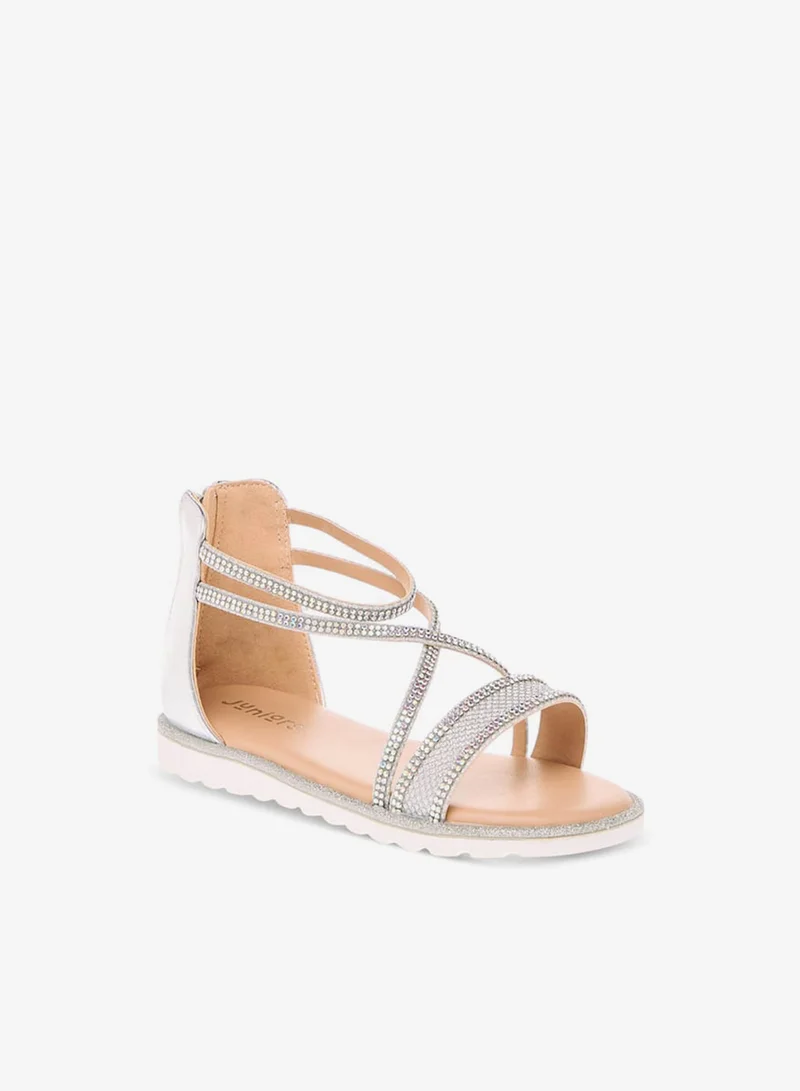JUNIORS Girls Embellished Strappy Sandals with Zip Closure Ramadan Collection
