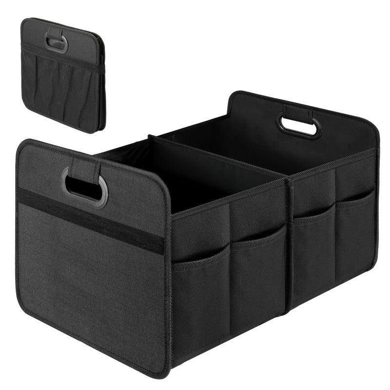 Simple Deluxe Car Trunk Organizer, 2 Compartments Collapsible Trunk Storage, Anti-slip Design, Made of Waterproof 600D Oxford Polyester, Suitable for SUV, Minivan, Truck, Standard Size, Black - Image 1