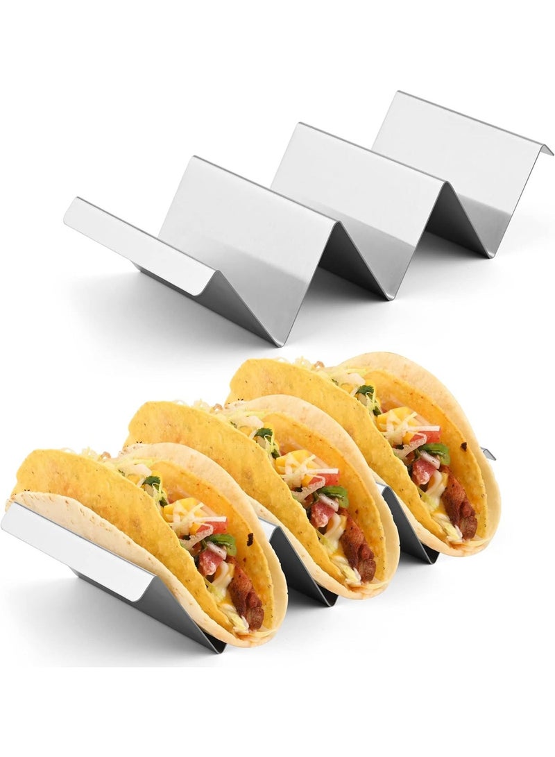 1-Piece Stainless Steel Taco Holder, 3-Slot Taco Stand for Soft and Hard Shell Tortillas, Stackable Serving Rack with Side Handles, Oven, Grill and Dishwasher Safe, 22 x 10 x 4.7cm - Image 1