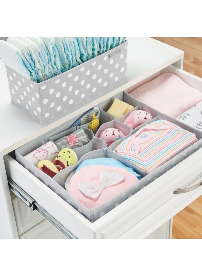 mDesign Soft Fabric Dresser Drawer And Closet Storage Organizer Set For Child Baby Room Or Nursery 8 Organizing Bins - Polka Dot Pattern Set Of 8 Light Gray With White Dots  - Image 3