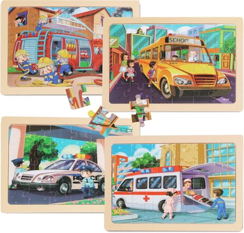 MAX JHQIQU Puzzles for Kids Ages 46 4 Packs 24 Piece Wooden Jigsaw Puzzle for Toddlers 58 Preschool Educational Puzzle Boards Toys Gifts for 4 5 6 7 8 Girls Boys - Image 5