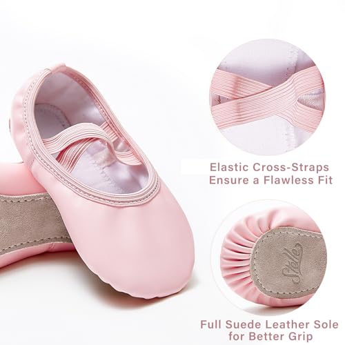 Stelle Ballet Shoes for Girls Soft Leather Dance Slippers Ballerina Shoes(Pink,3.5MB) - Image 4