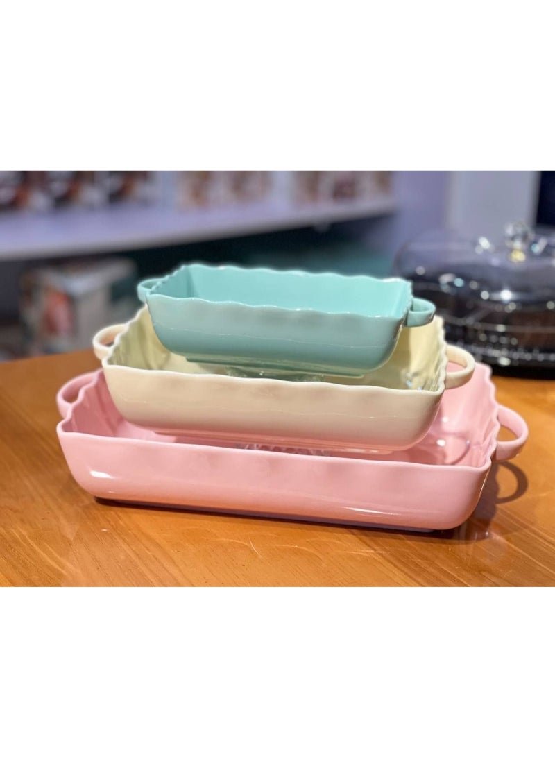 3-Piece Porcelain Casserole Set (Assorted Colors) - Image 3