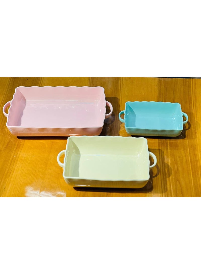 3-Piece Porcelain Casserole Set (Assorted Colors) - Image 4
