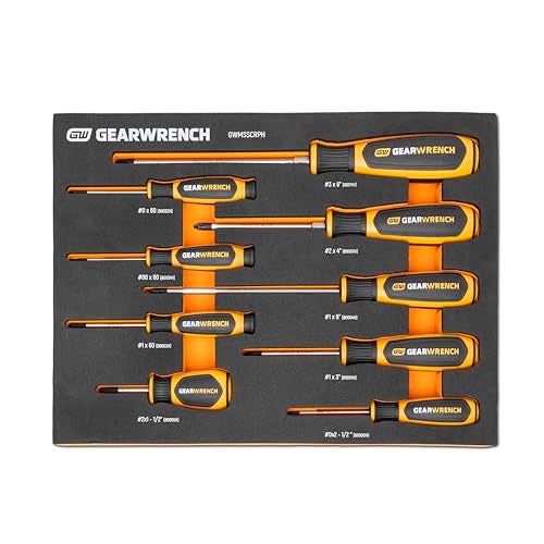 GearWrench مجموعة مفكات فيليبس مزدوجة المواد من جير وrench 9 قطع في صينية تخزين فوم - GWMSSCRPH - Image 1