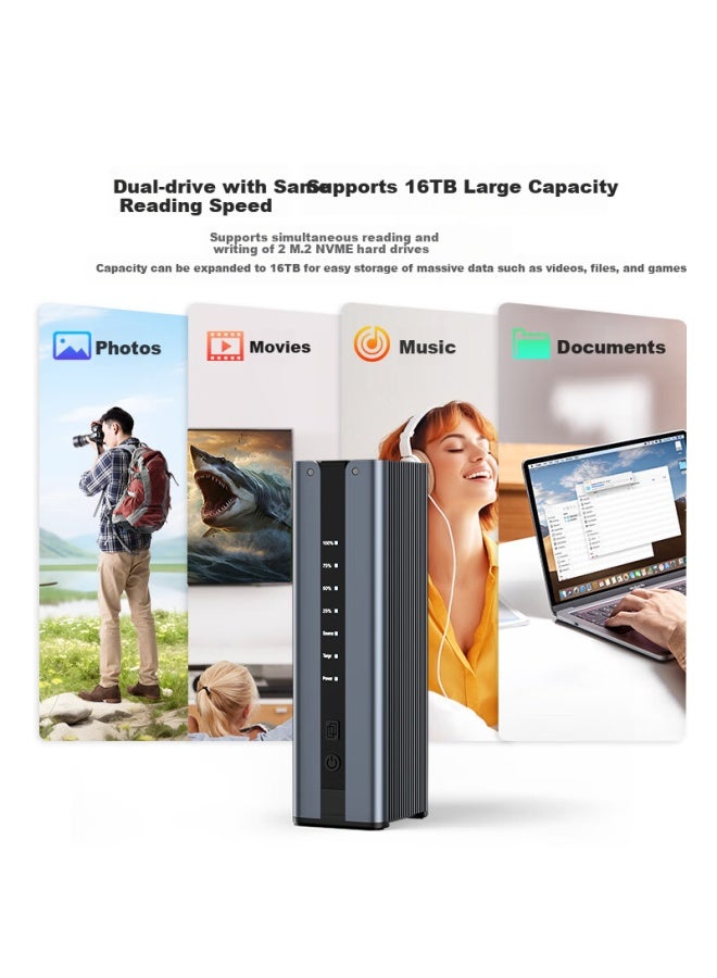 Acasis M.2 Nvme Ssd Enclosure Dual Slot M.2 Type-c 3.1 External Solid State Drive Enclosure For Laptop Computer Copy Array Ec-6604pro - Image 2