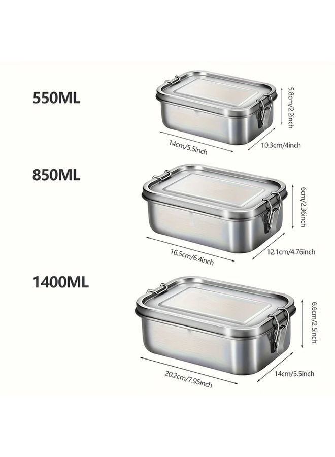 304 Food Grade Stainless Steel Bento Box 18.6oz Square Rust Resistant - Image 3