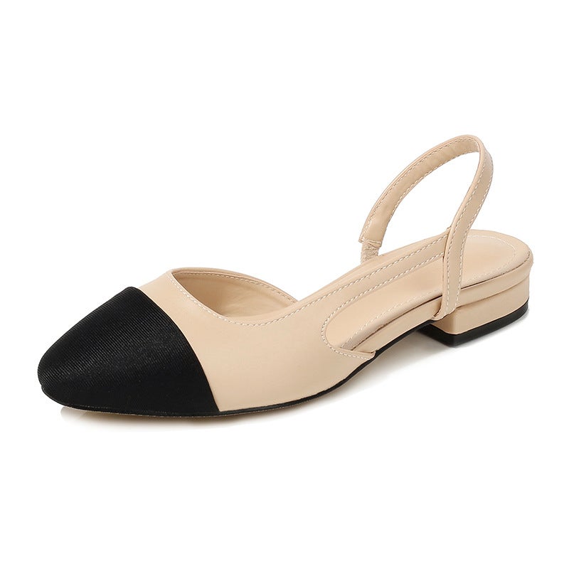2024 Summer Two-Tone Chanel-Inspired Womens Sandals with Chunky Heel 328(1.5cm) apricot 