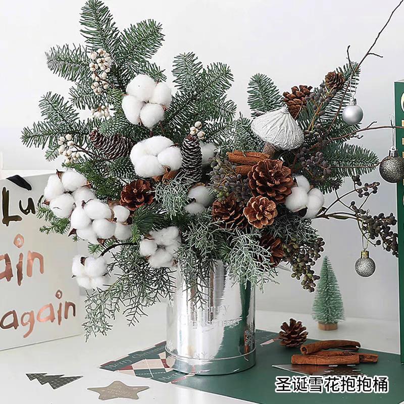 Changyi Christmas Silver Mirror Snowflake Small Round Barrel Bouquet Hug Barrel Gift Box Flower - Image 3