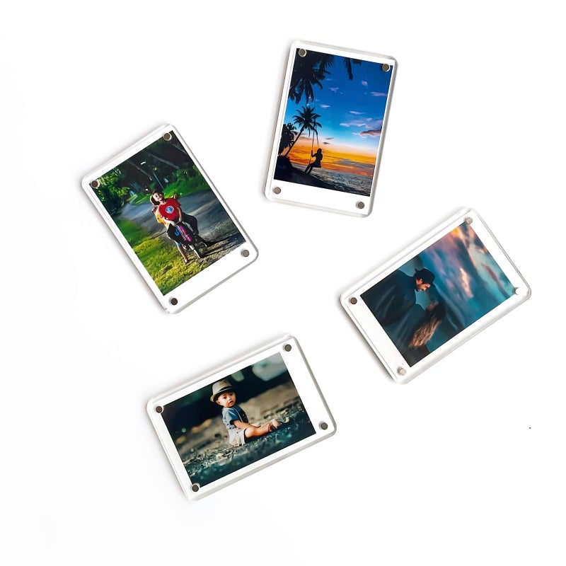 SULEPE SULEPE Magnetic Instax Mini Photo Frame Polaroid Picture Frames Acrylic 2x3 Frame Refrigerator Magnet Fridge Magnetic Sticker for Fujifilm Instax 236 x 354 Inch 4 Pack 8 Panels 