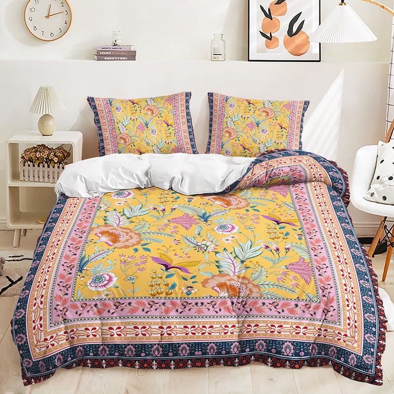Three-Piece Retro Style Quilt Cover Two-Piece Bedding Digital Printing Kit - Image 1