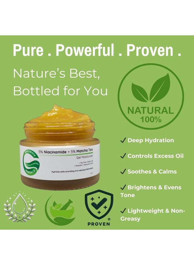 Greenviv 5% Niacinamide + 5% Matcha Tea Hydrating & Oil-Control Gel Moisturizer | Controls Oil, Reduces Inflammation & Fades Dark Spots | 50ml - Image 2
