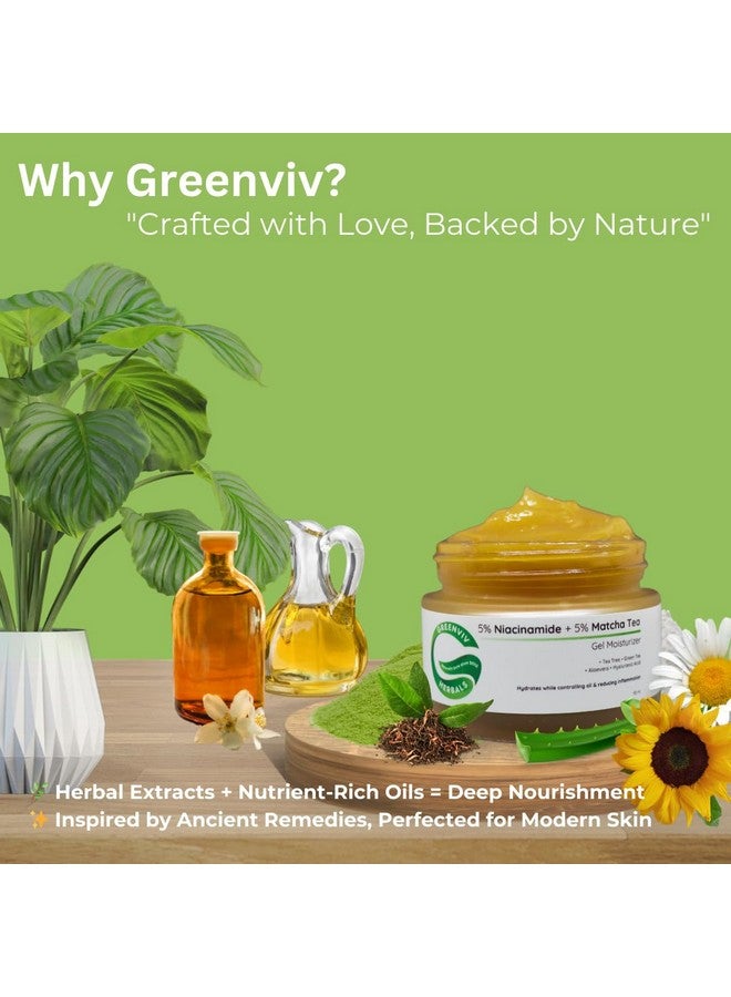 Greenviv 5% Niacinamide + 5% Matcha Tea Hydrating & Oil-Control Gel Moisturizer | Controls Oil, Reduces Inflammation & Fades Dark Spots | 50ml - Image 4