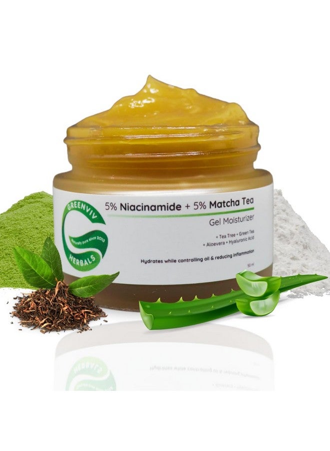 Greenviv 5% Niacinamide + 5% Matcha Tea Hydrating & Oil-Control Gel Moisturizer | Controls Oil, Reduces Inflammation & Fades Dark Spots | 50ml - Image 1