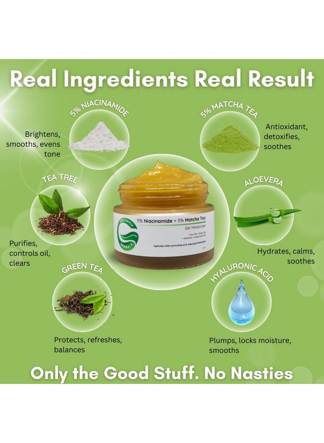 Greenviv 5% Niacinamide + 5% Matcha Tea Hydrating & Oil-Control Gel Moisturizer | Controls Oil, Reduces Inflammation & Fades Dark Spots | 50ml - Image 5