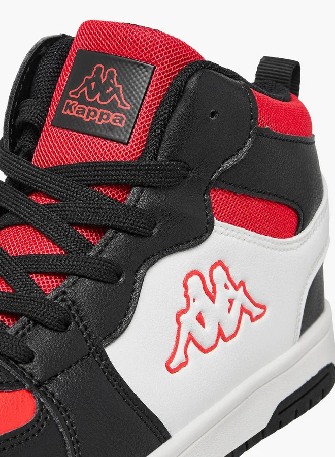 Kappa Boys' Panelled High Top Lace-Up Sneakers with Pull Tabs