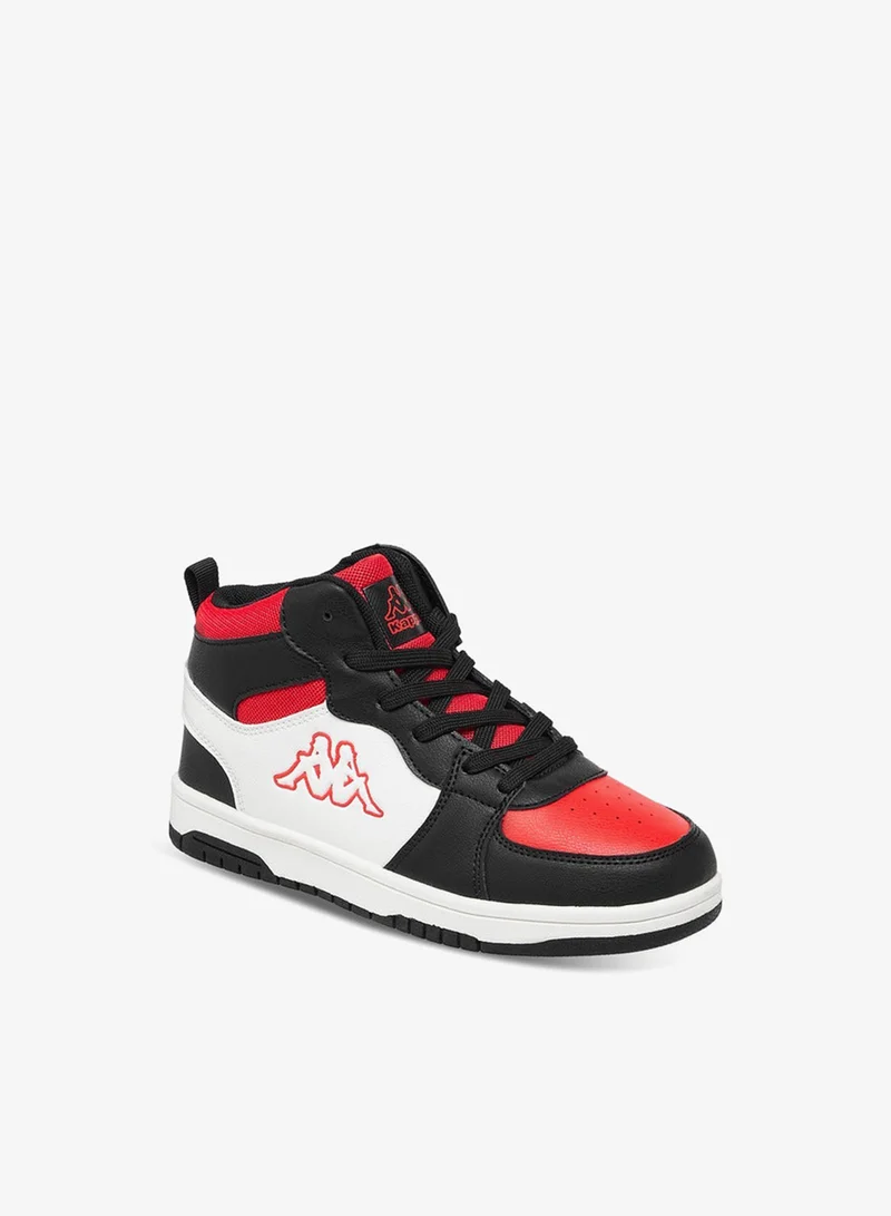 Kappa Boys' Panelled High Top Lace-Up Sneakers with Pull Tabs