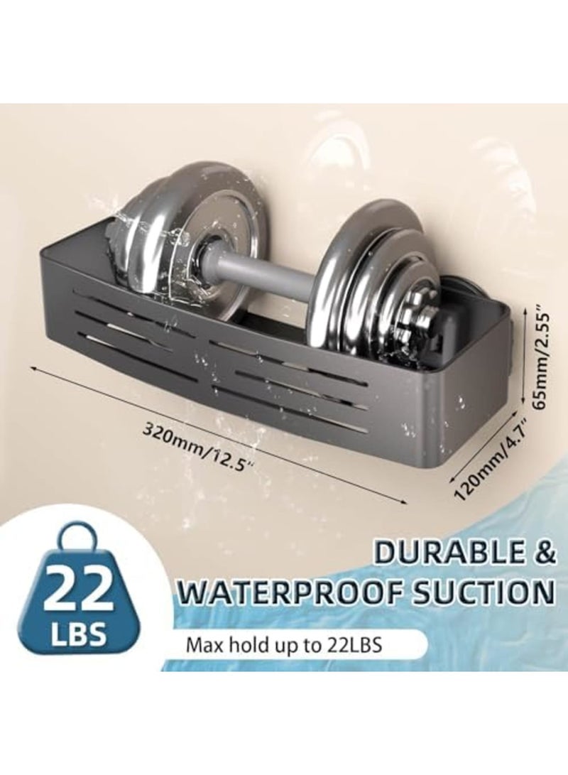 SYOSI Suction Cup Shower Caddy 2 Pack with Removable Bathroom Shelves, 8 Hooks, No-Drill Waterproof Corner Organizer for Bathroom, Bathtub, or Kitchen Wall Storage (Gray) - Image 2