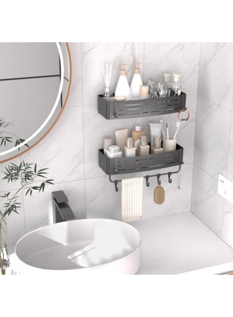 SYOSI Suction Cup Shower Caddy 2 Pack with Removable Bathroom Shelves, 8 Hooks, No-Drill Waterproof Corner Organizer for Bathroom, Bathtub, or Kitchen Wall Storage (Gray) - Image 4