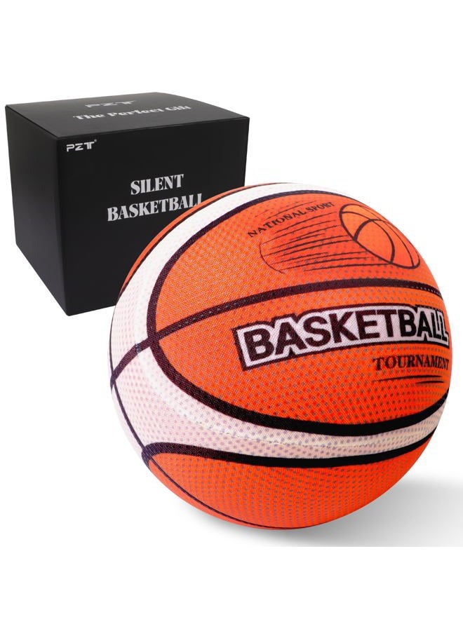 PZT Silent Basketball Size 7 with Fabric Cover, 600g Airless Basketball for Quiet Dribbling and Indoor Training, Pro PU Foam Ball for Adults and Children, Ideal Gift for Birthdays or Christmas - Image 1