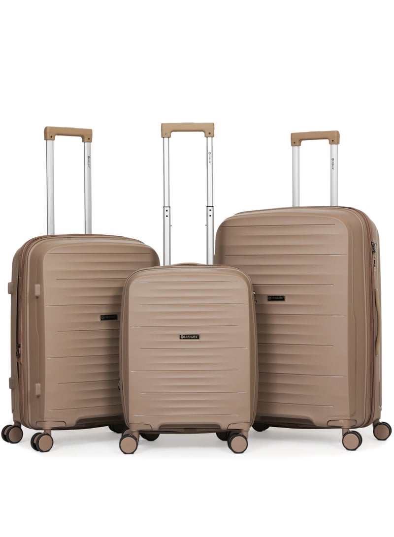 STARLIFE Luggage Set 3 Pieces PP Hard Side Bag 360 Degree Spinner Wheels Trolley Luggage Set With TSA Lock 20/24/28 Inches - Image 1